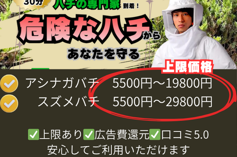 岐阜市　ハチ駆除　料金